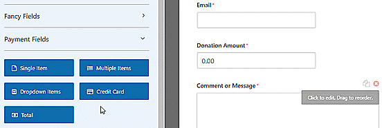 donation form - customize fields