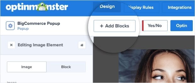  exit popups-click Add Block